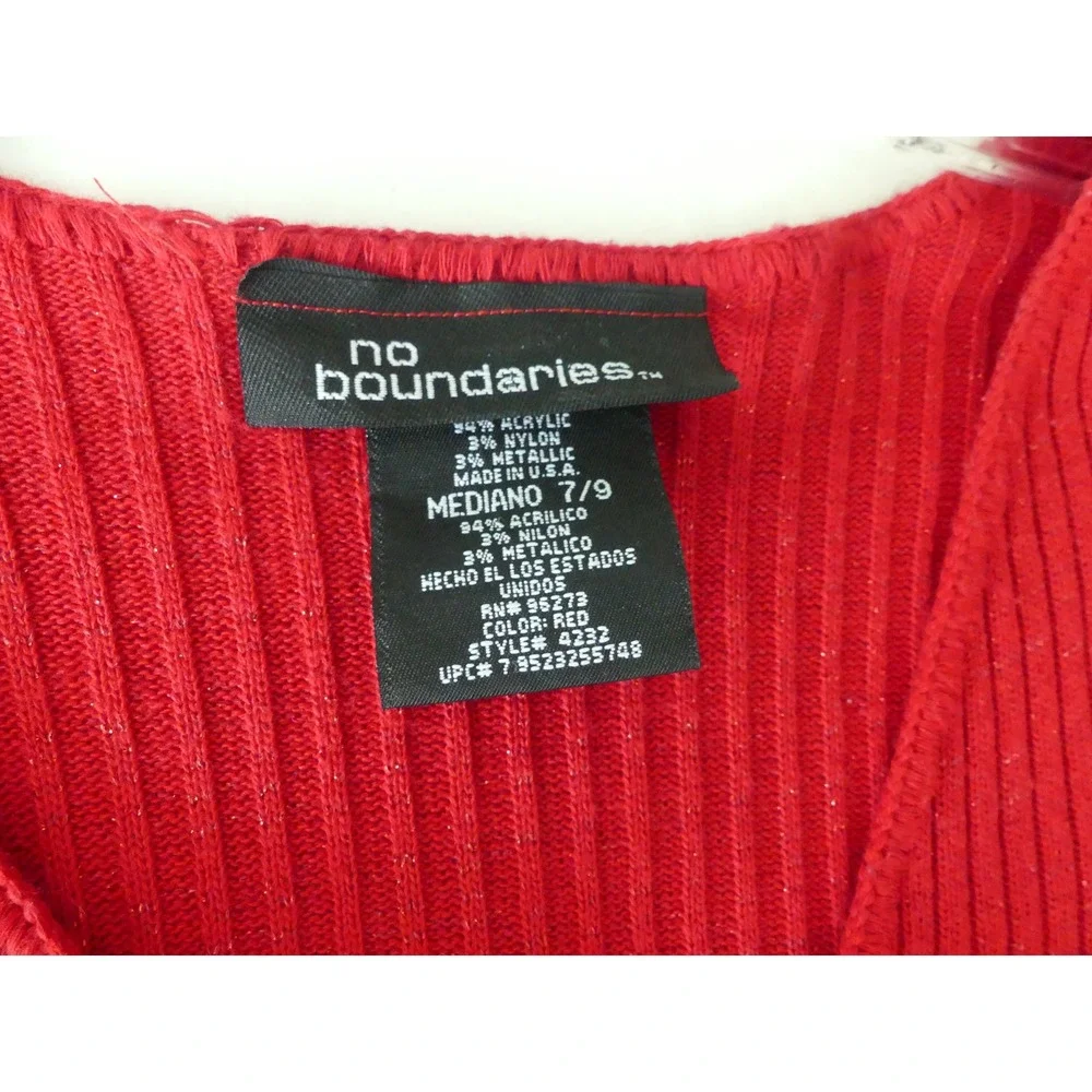 Y2K No Boundaries Red Metallic Ribbed Knit Long Duster Cardigan‎ Tie Front M 7/9